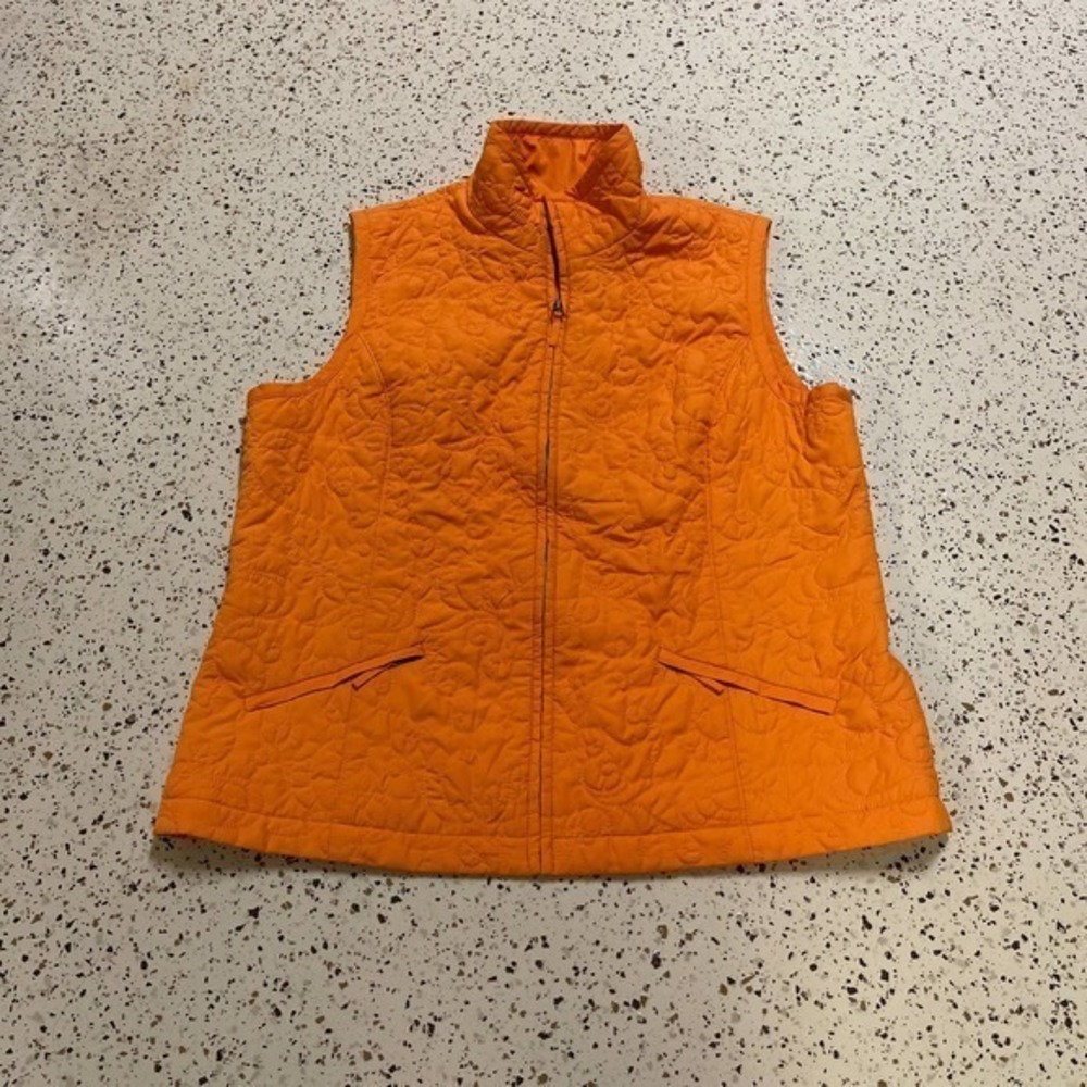 Chicos quilted patterned vest orange size M